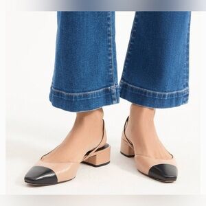 Anne Klein Sandals Slingback Black and Tan I flex Heels 7.5 M